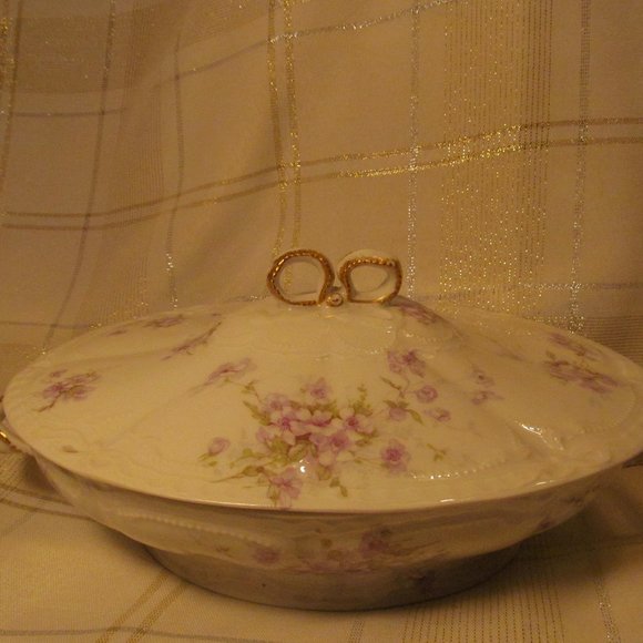 Vintage Antique Collectible Theodore Haviland Limoges lavender flower gold guild
